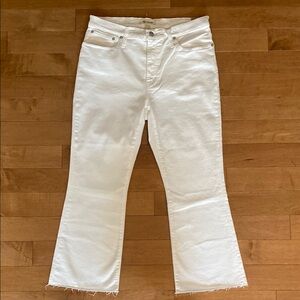 Madewell Cali Demi Boot Jeans White Raw Hem Size 32 NWT